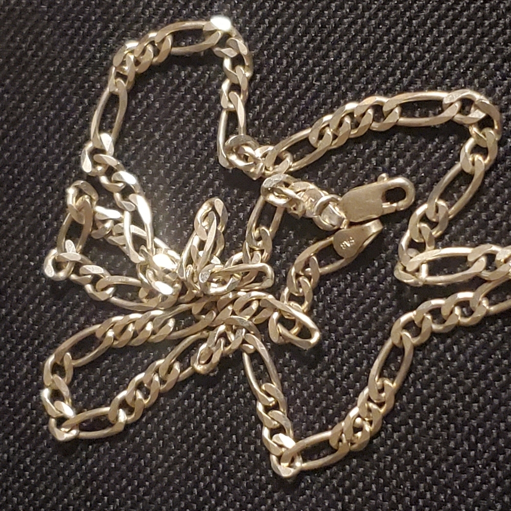 Mens Sterling Silver Chain Necklace Vintage Silver 18"